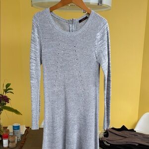 Dex Light Gray Long Sleeve Knit Dress